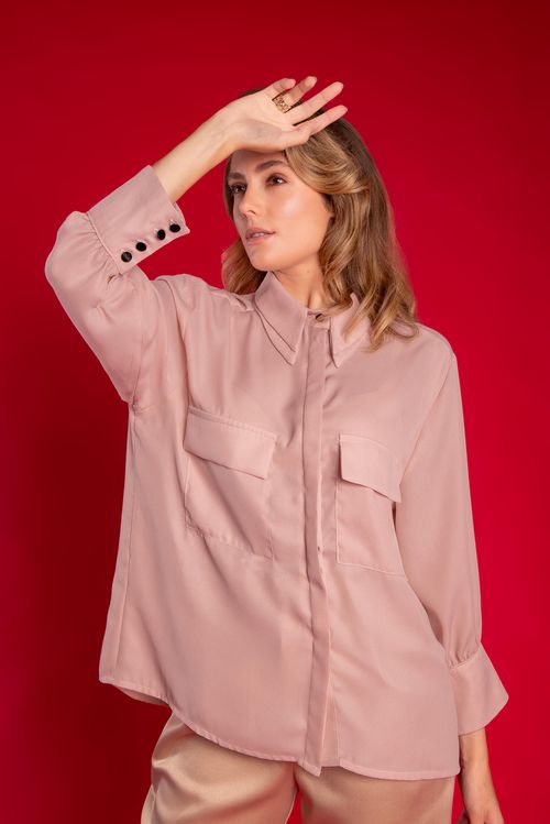 Camisa Ametista Velvet - Nude