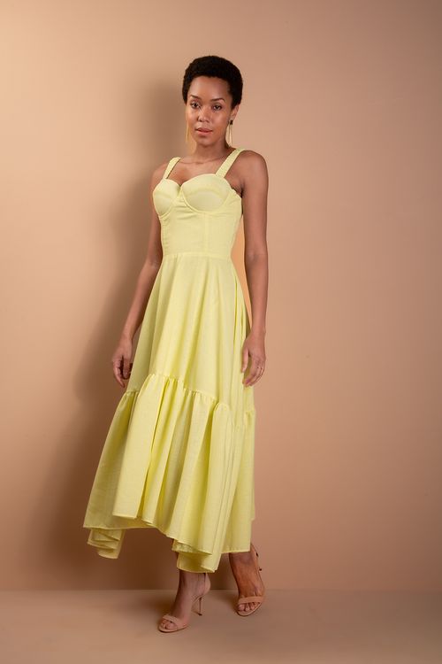 Vestido Midi Julieta     - Amarelo