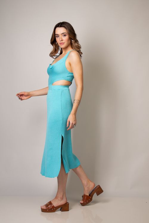 Vestido Midi Sungold - Azul Turquesa