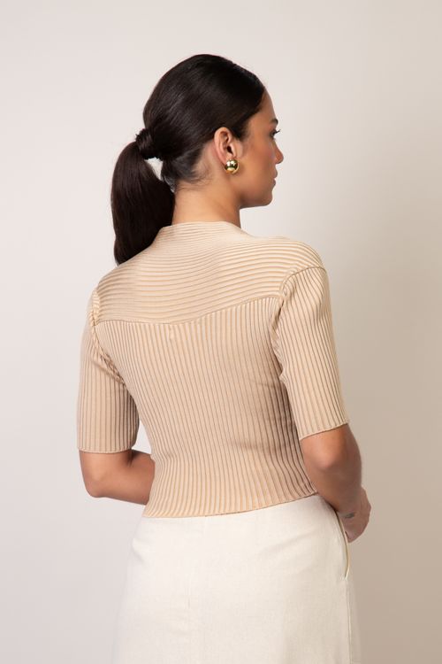 Blusa Cropped Even - Nude