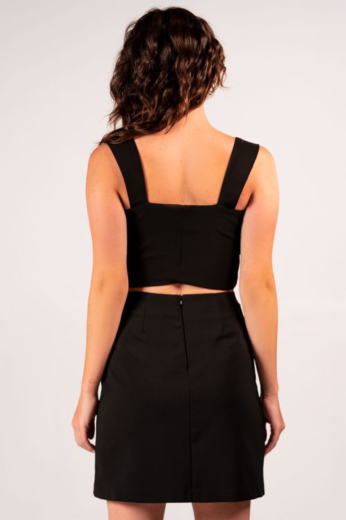 Blusa Cropped Detalhe Alças Rouse - Preto