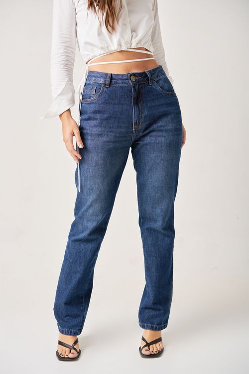 Calça Jeans Reta - Azul Escuro