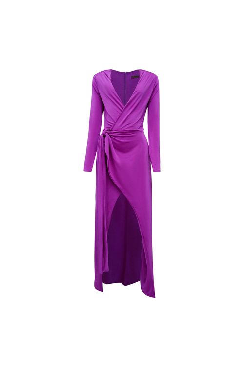 Vestido Midi Transpassado Fluid Shine - Roxo