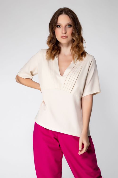 Blusa de Manga com Pregas Bossa Nova - Quaker