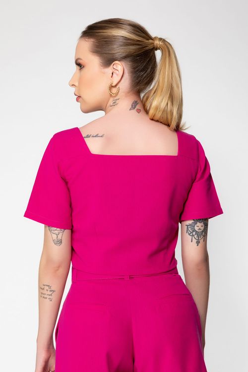 Blusa Cropped Linho Capital - Fucsia