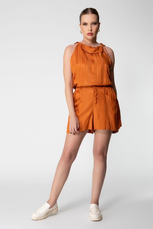 Blusa Gola Franzida Viscose Sense - Laranja