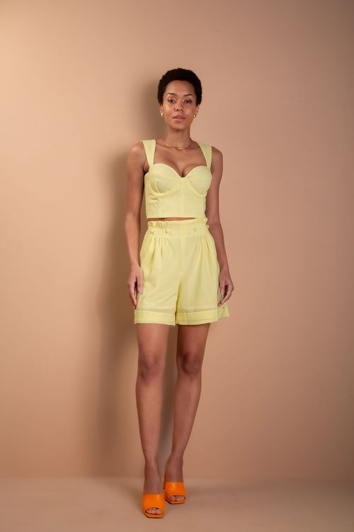 Shorts Beka Alfaiataria - Amarelo