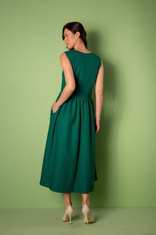 Vestido Midi Godê Capital - Verde