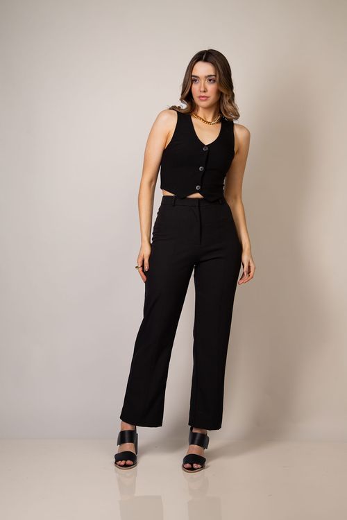 Colete Cropped Lua - Preto